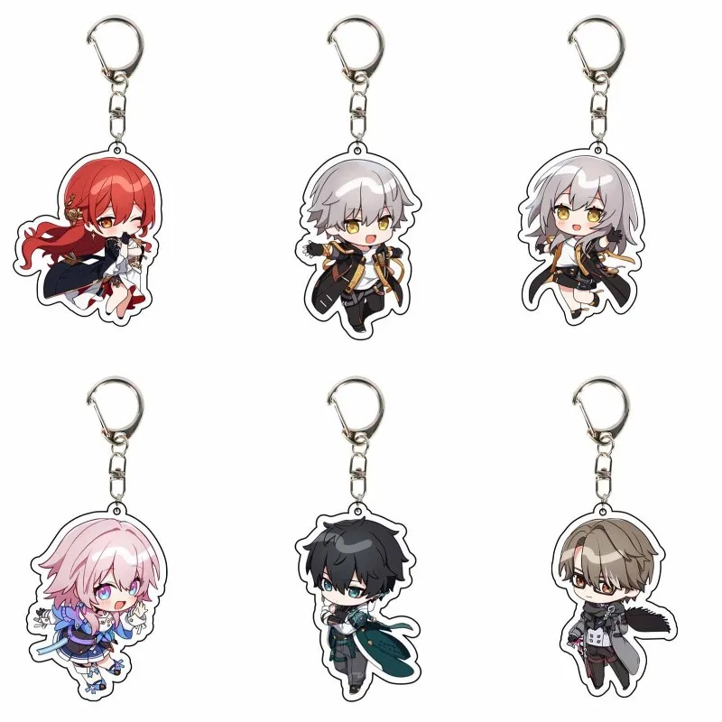 

Anime Honkai: Star Rail Himeko Cosplay Keyrings Acrylic Game Figure March 7th Cute Key Chains Kawaii Bags Keychain Fans Gift