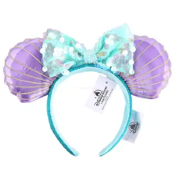 Disney Mickey Ears Ariel Princess Disneyland Beauty Fashion Bowknot Headband Festival Party Decoration Headwear Girl Toy Gift 1