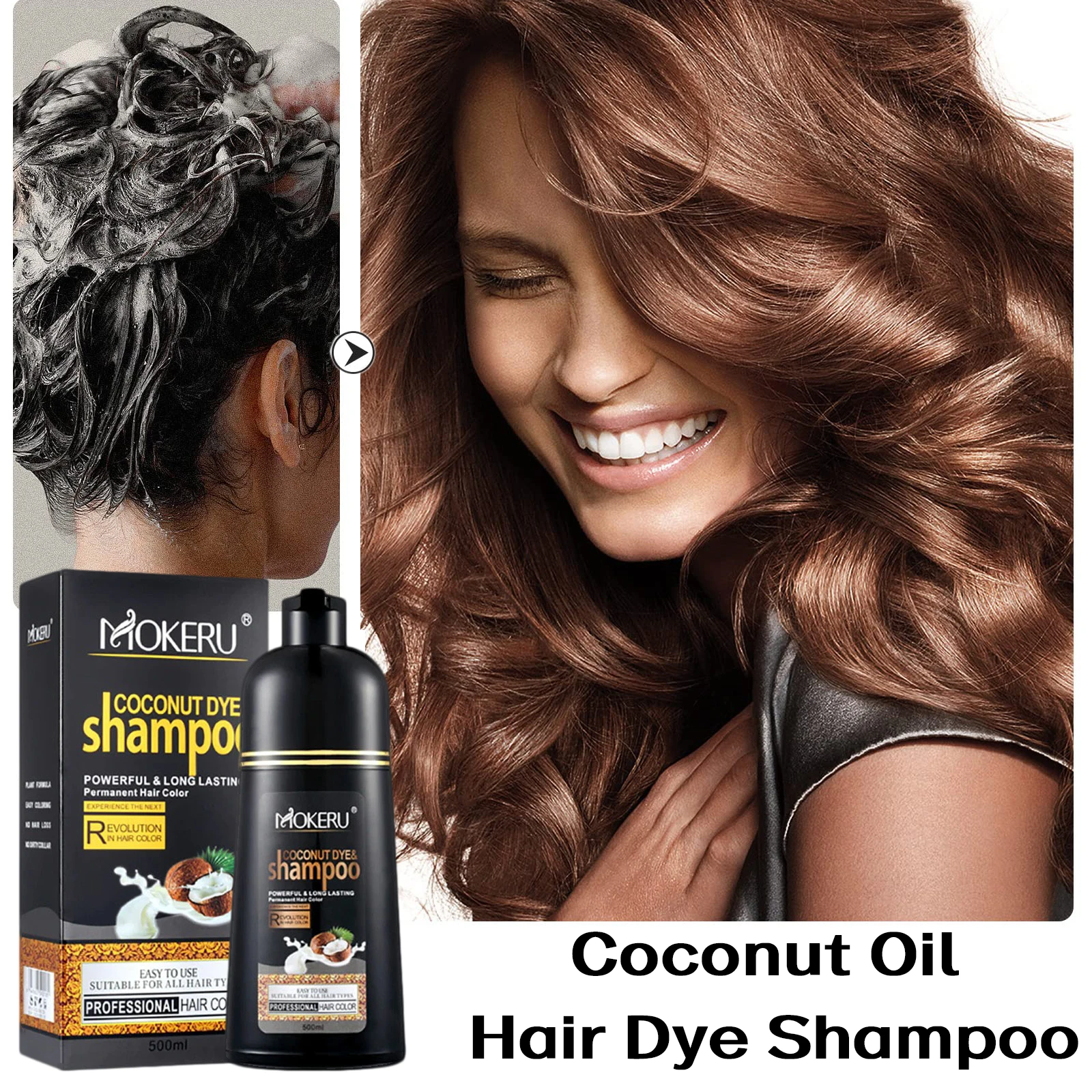 Black Hair Shampoo Organic Pure Natural Coconut Hair Dye Sha