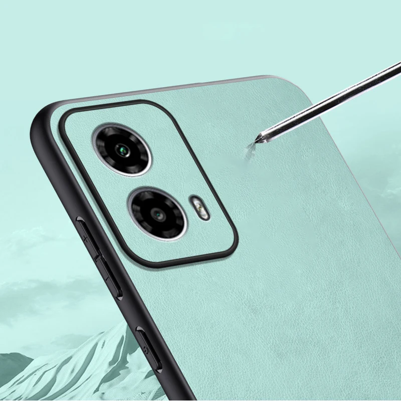 Кожаный чехол для Motorola Moto G34 матовый силиконовый защитный телефона с