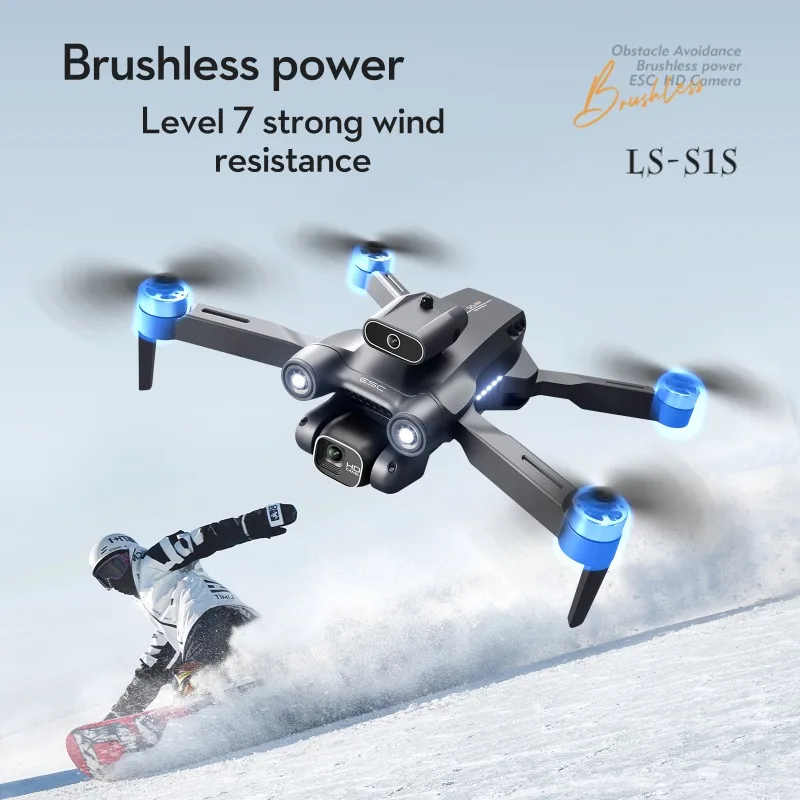Фото Мини-дрон S1S RC Drone Профессиональная аэрофотокамера 6K с двумя объективами и бесщеточным оптическим потоком с сервоприводом WIFI Складной квадрокоптер №3