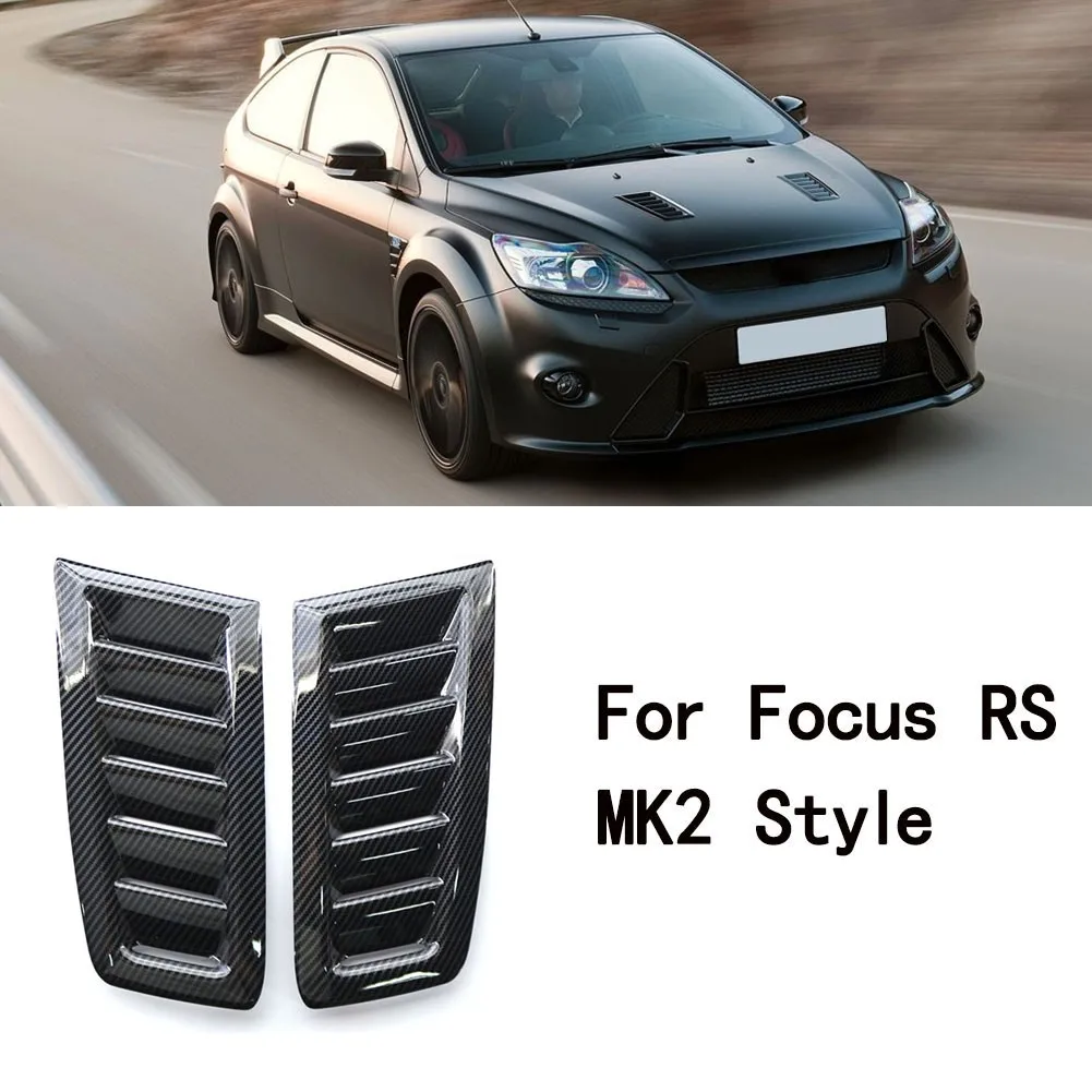 2pcs Ford Focus  Hood Vent Carbon Pattern/bright Black For Focus MK2 Style ABS Carbon Effect Bonnet Vents For FORD PROFILE