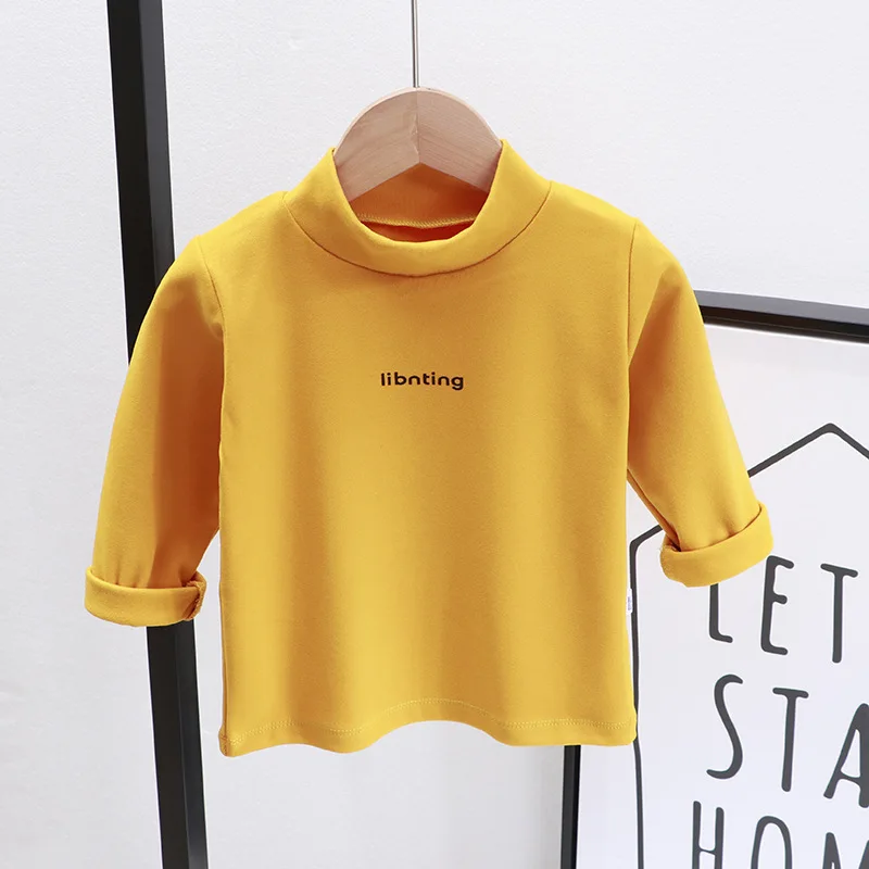 

Children T-shirts Cotton Velvet Clothing Soft Long Sleeves Pullover Basic T Shirt 2 4 6 7 8 Yrs Boys Girls Thermal Autumn Tops