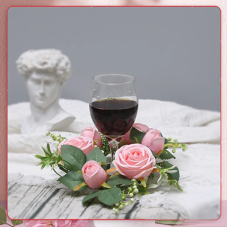 2 шт. кольцо-свеча канделябр гирлянда искусственная роза рождественские