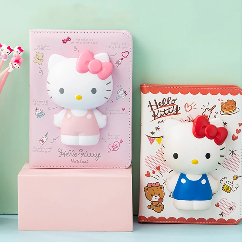 

Милый блокнот Hello Kitty Sanrio, креативные канцелярские товары, мультяшная мелодия, коричная, блокнот для декомпрессии, ручной дневник для девочек