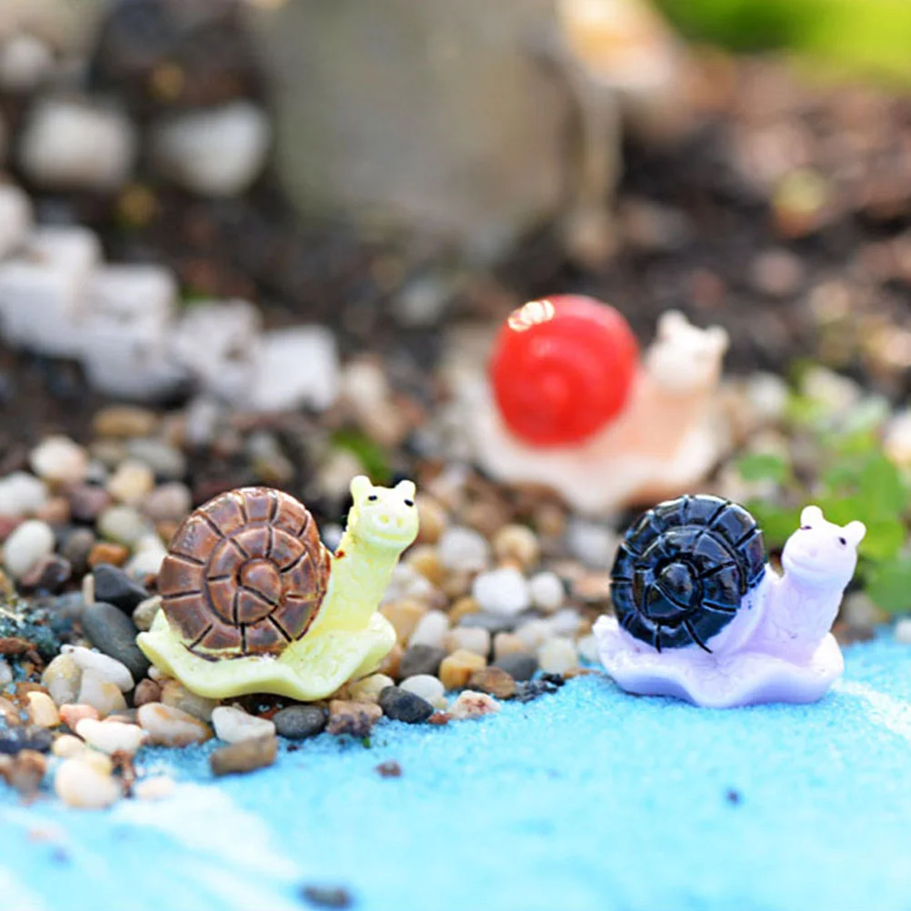 

3 Pcs Micro Landscape Snail Miniature Animals Figurines Succulent Plants Model Realistic Models Resin Child Cognitive