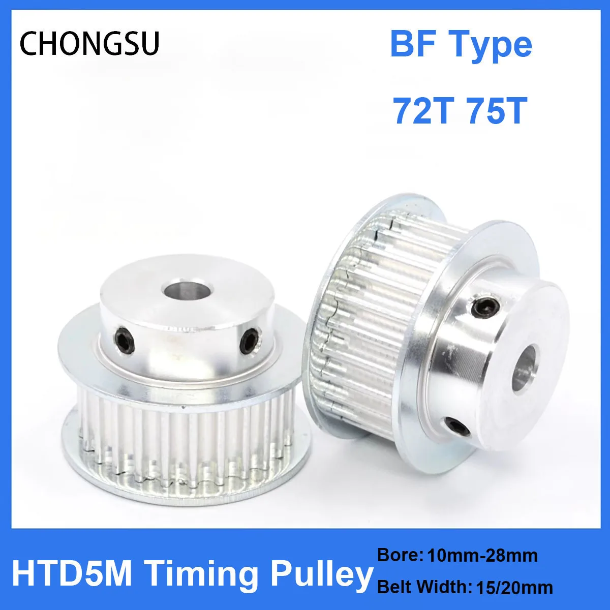 1 шт. зубчатый шкив для 3D-принтера HTD 5 м 72 зуба 75 зубьев т отверстие 10 мм-28 мм ширина