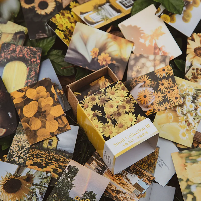 

100pcs Vintage Season Landscape Flower Plant Material Paper Print Retro Memo Pads Notes Scenery Scrapbooking Diary Journals DIY