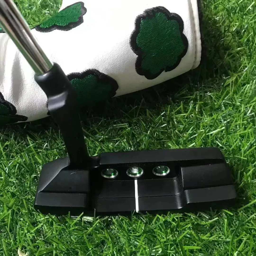 

New Golf Club Putter Newpor 2 Men's Right Hand Black Four-Leaf Clover Straight Golf Putter With Headgear with LOGO