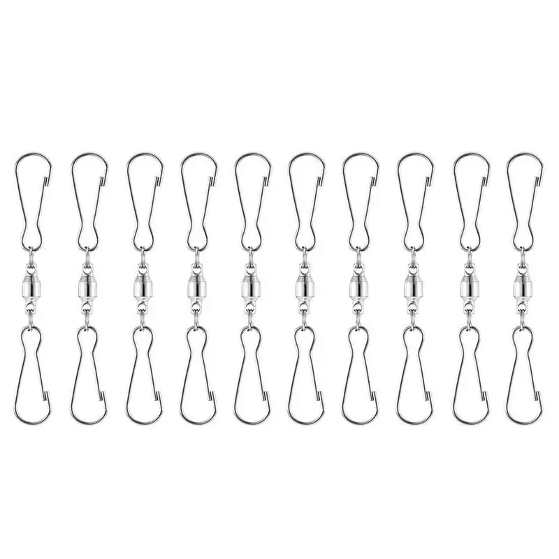 

10 шт. Вертлюги двойной зажим вращающиеся вертлюжные подвесные Крючки для подвешивания ветрозащитные Спиннеры кормушка для птиц украшение для семейного фестиваля