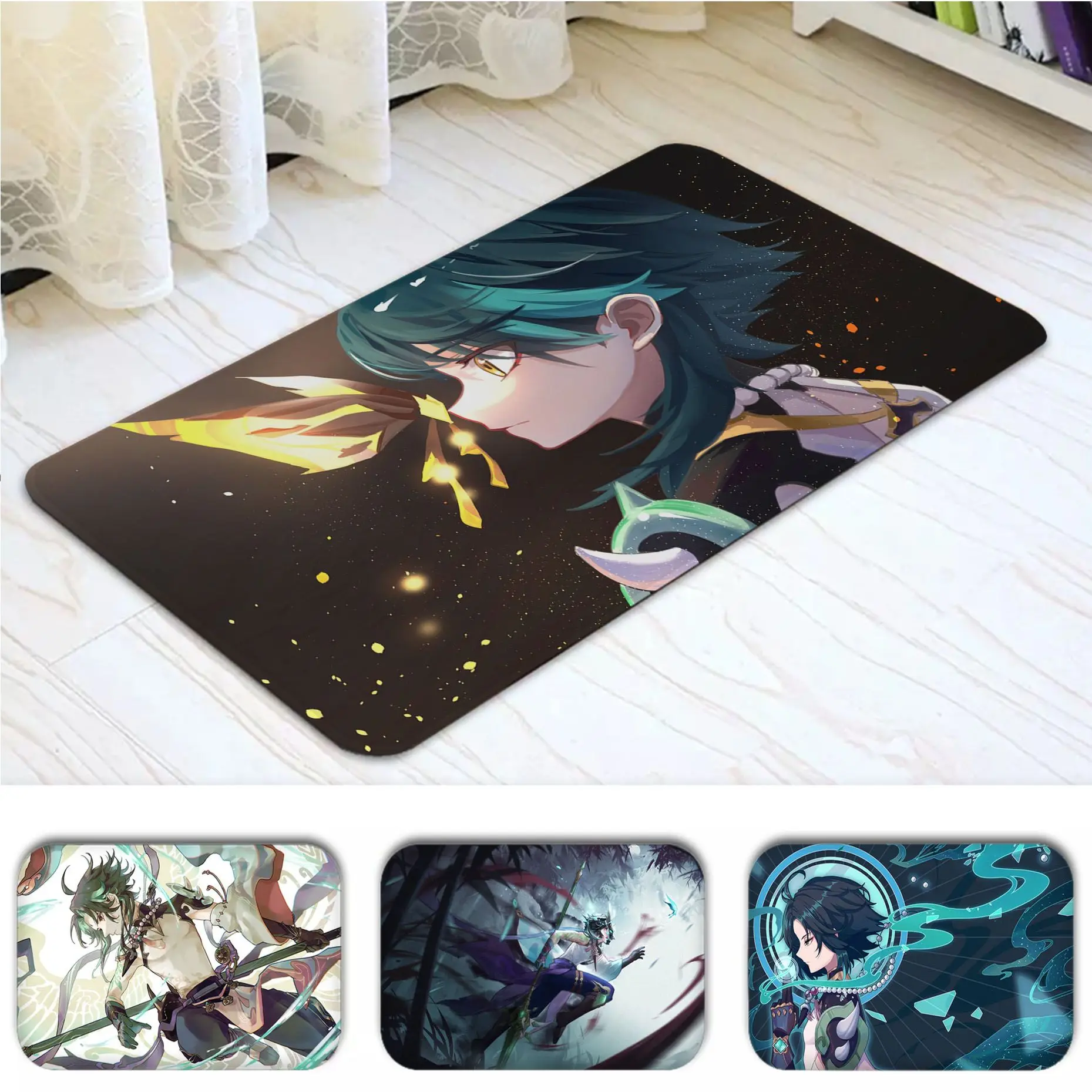 

Genshin Impact Xiao Bath Mat Anti-slip Absorb Water Long Strip Cushion Bedroon Mat Hotel Decor Mat