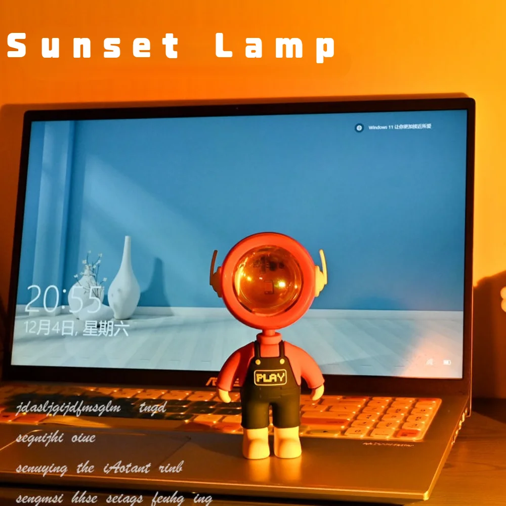 

Астронавт, закат, проекционная лампа, закат, проектор, светильник, светодиодный свет для декора комнаты, фотография, подарки, радужная атмос...