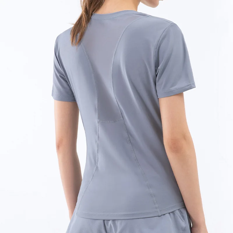 

New waist sports short-sleeved women's casual loose running yoga clothing quick-drying fitness T-shirt blouse