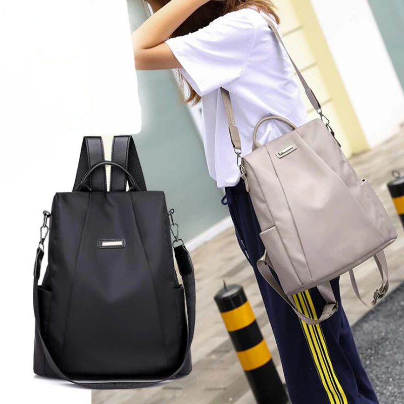 

2022 NEW Women's Anti-theft Backpack Fashion Simple Solid Color School Bag Oxford Cloth Shoulder Bag
