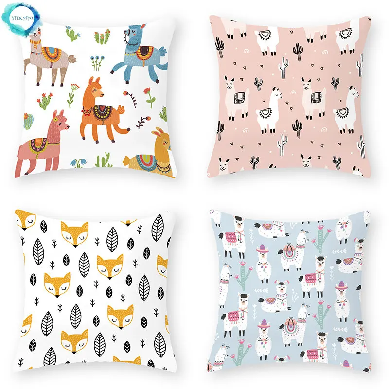 

45X45cm Cute cartoon animal print pillowcase Polyester sofa Car seat bed cushion cover Kawaii Room Home decor Hold pillowcase