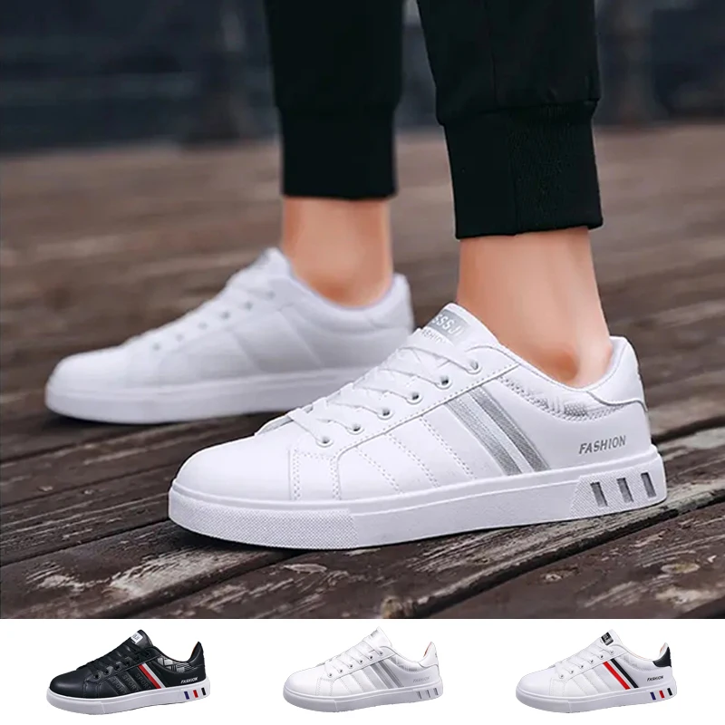 

White Skateboard Shoes Men's Sneakers 2021 New PU Trend Flat Comfortable Fashion Vulcanized Shoes Zapatos Zapatillas De Deporte