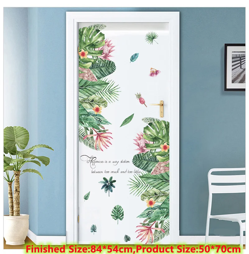 Зеленые листья, настенные наклейки, ПВХ