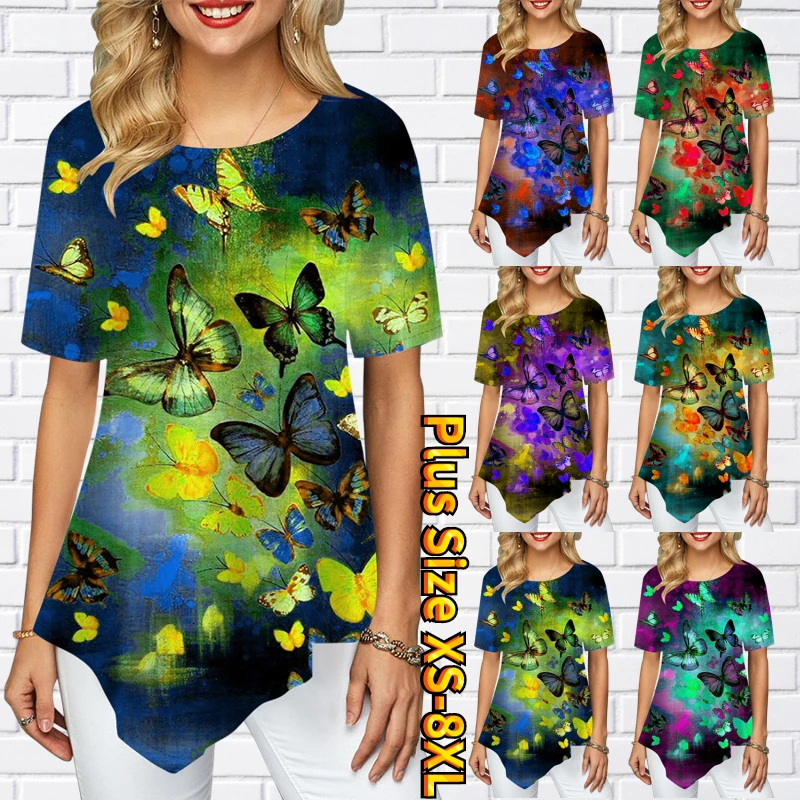 Женская зрелая ретро юбка с острым вырезом свободная женская футболка коротким