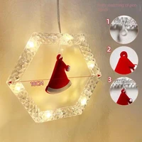 leather wire lamp hexagon ring christmas curtain lamp cartoon bedroom led decorative lamp