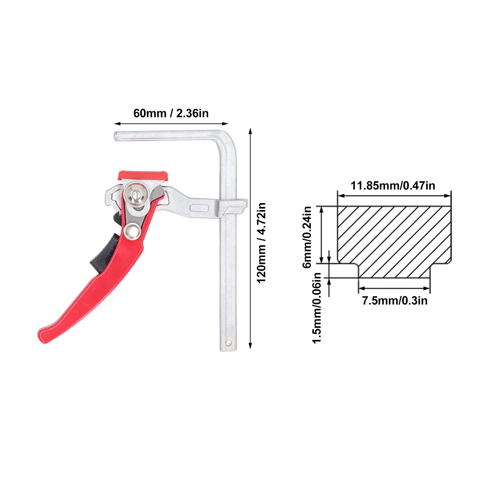 Быстрорежущий зажим для пилы Трещоточный 120x60 мм направляющая из молибденового