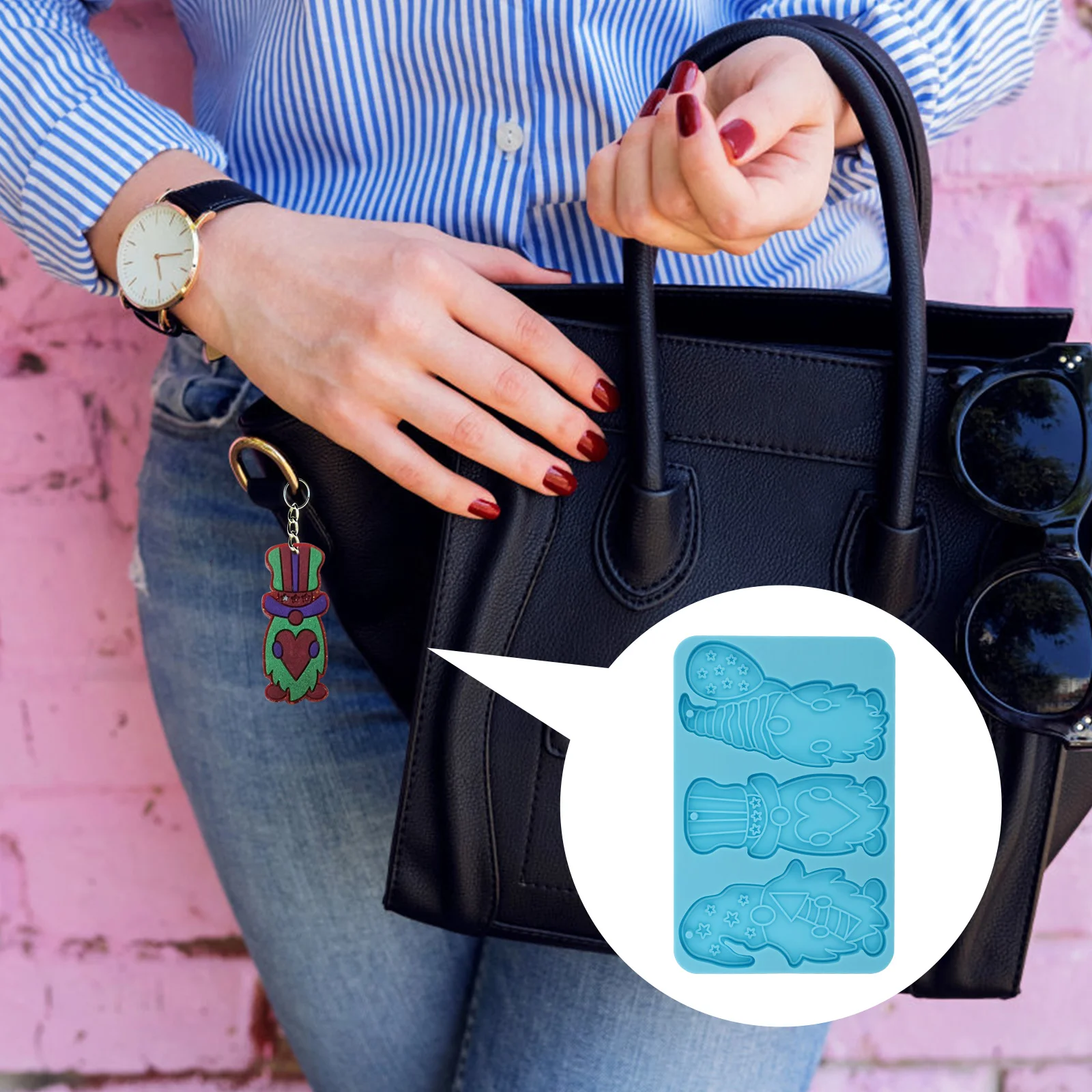 

Mold Silicone Keychain Gnome Molds Resin Casting Moulds Clay Shape Pendant Christmas Jewelry Diy Polymer Easter Epoxy Making