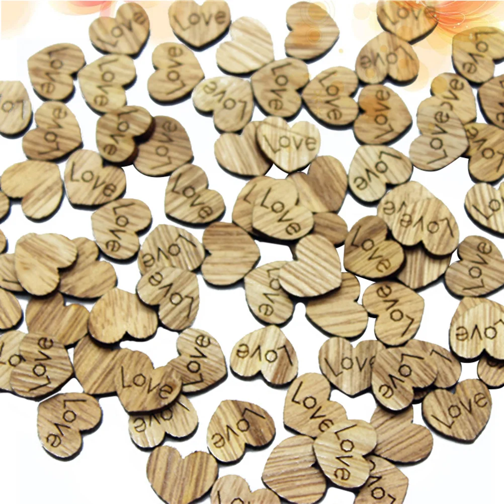 

500Pcs Wooden Love Hearts Crafts Decor DIY Decoration Natural Wood Party Gift