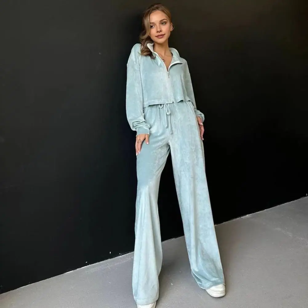 Женский золотистый бархатный костюм спортивный с воротником-стойкой пальто и