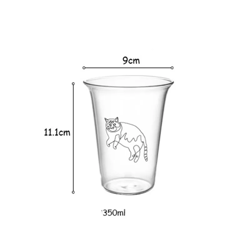 350 мл прозрачная стеклянная чашка горячий кофе питьевой Кот и собака Рисование
