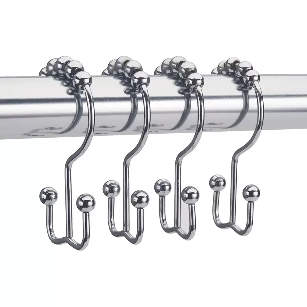 

Shower Curtain Hooks Rings, Rust-Resistant Metal Double Glide Shower Hooks for Bathroom Shower Rods Curtains, Set of 12