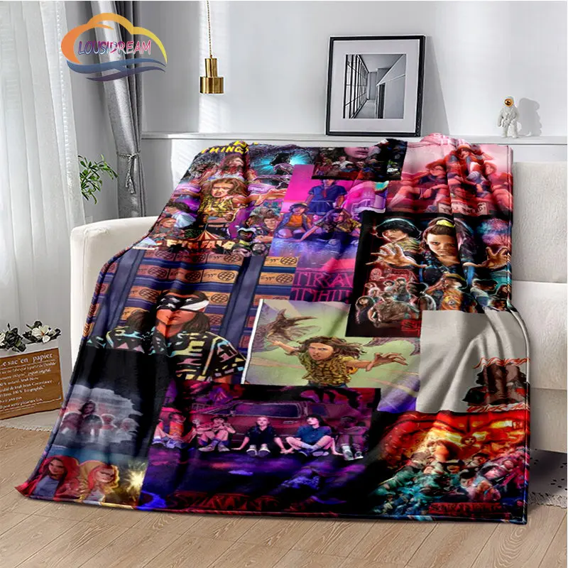 

Terror Series Stranger Things Flannel Plush Blanket Comfortable Warm All Seasons Blanket Suitable for Sofa or Bed Cover Office