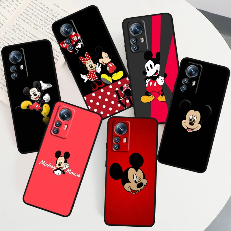 

Cartoon Cute Mickey Mouse Phone Case For Xiaomi Mi 13 12T 12 11T 11i 11 A3 10T 10 CC9E 9 Pro Lite Ultra 5G Cover Black Funda
