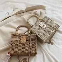 luxury straw handbag for women rattan weave shouldr bag summer holiday beach bags box square bag handmade crossbody bag pouch
