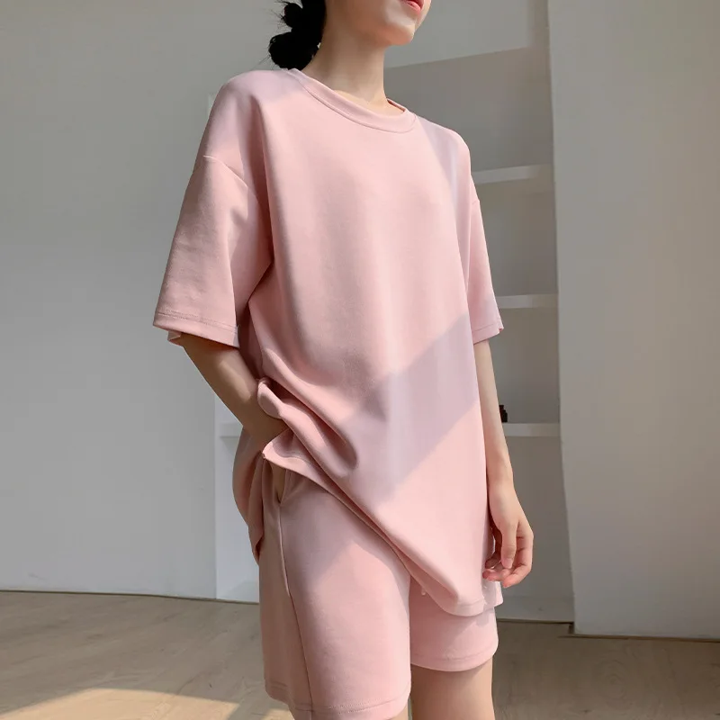 

Women's Summer Suit with Shorts Top Classic Casual Oversize Pajamas Two-piece Set Tracksuit Shorts and T-shirt for Women 2023