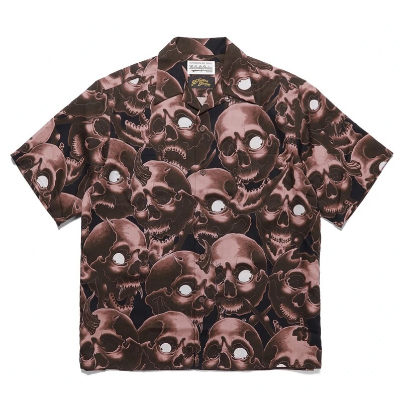 Best Quality New Skull WACKO MARIA Shirts 2023 Summer Style Men Woman Short Sleeve Hawaii Tops Tee Shirt
