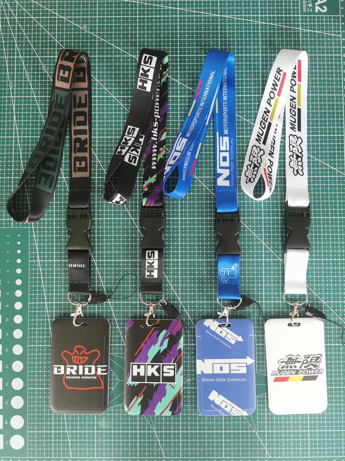 JDM Racing Style Keychain ABS Bank Credit Card Holder Wallet Bus ID Name Work Card KEYRING Lanyard For BRIDE NOS HKS MUGEN POWER