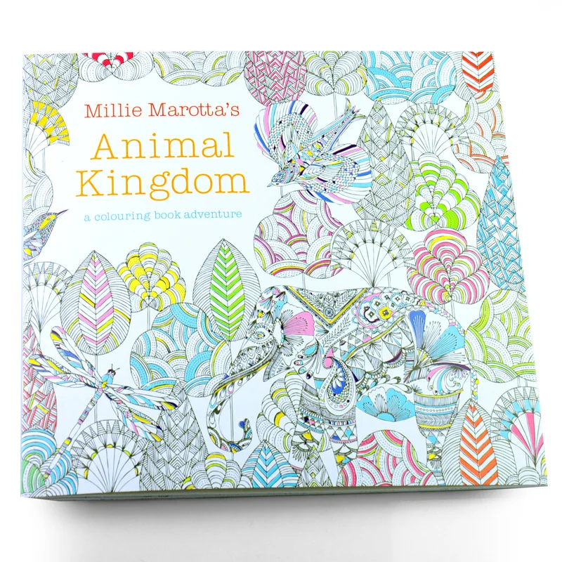 

4 Pcs 24 Pages Animal Kingdom English Edition Coloring Book for Children Adult Relieve Stress Kill Time Painting Drawing Books