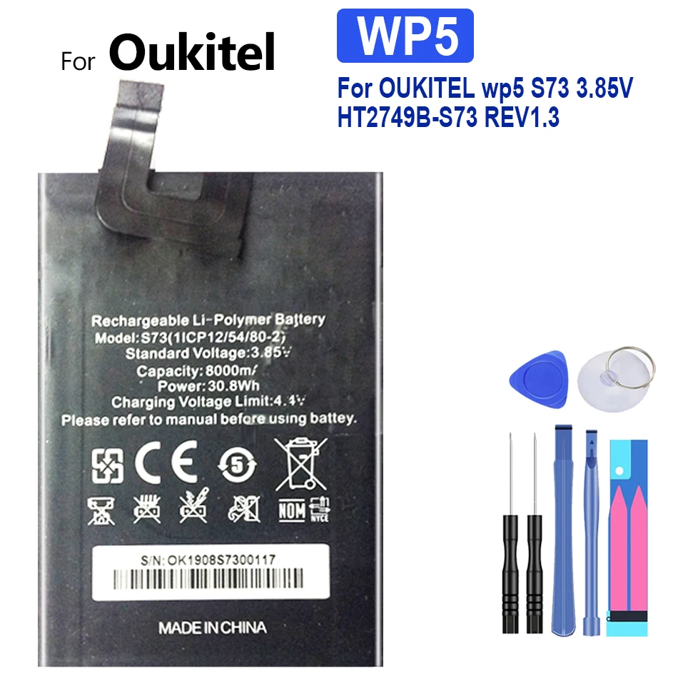

8000mAh Battery For OUKITEL Wp5 S73 3.85V HT2749B-S73 REV1.3 High Quality Batterij + Track NO