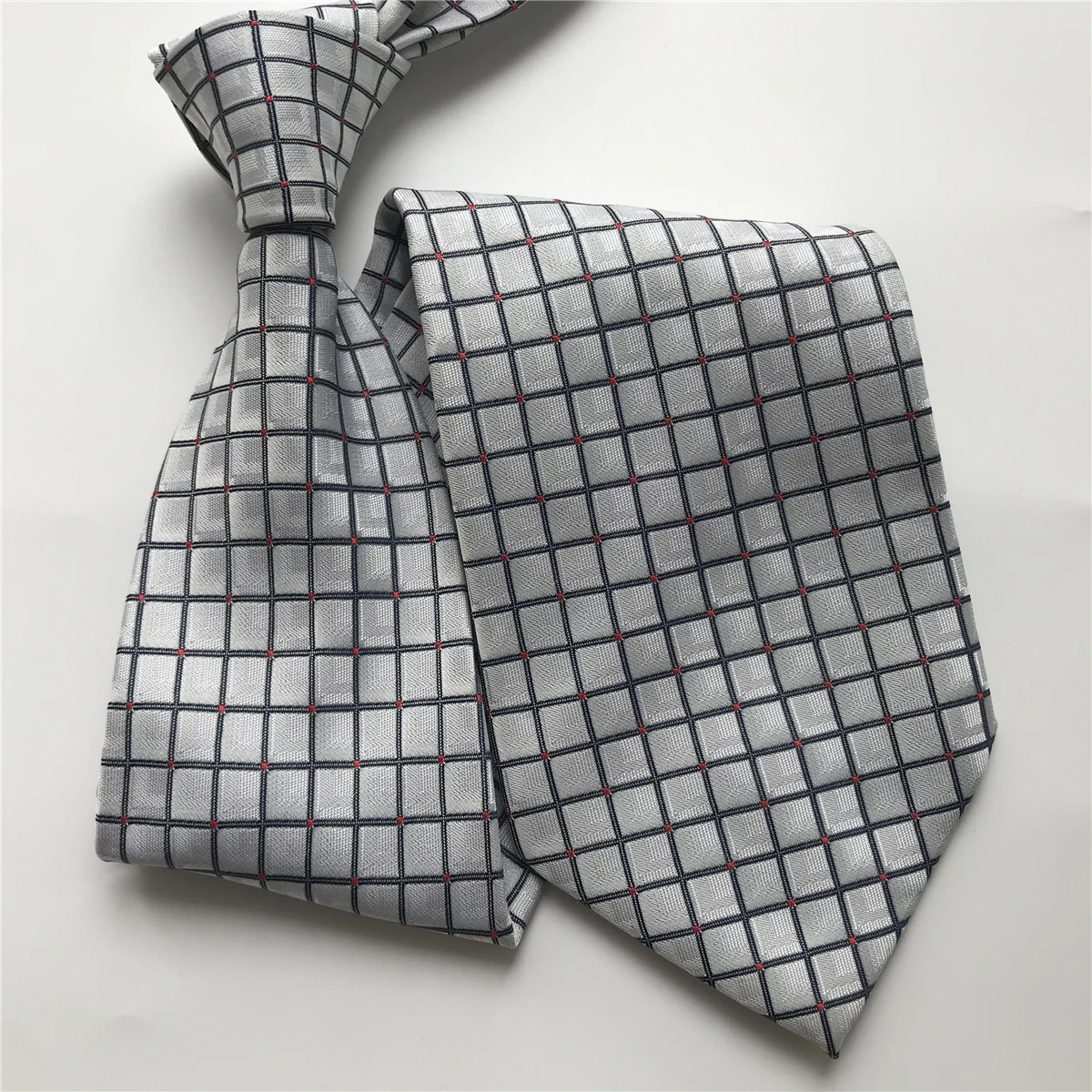 Галстуки мужские тканые, жаккардовые галстуки, шейный платок в клетку, цвет белый, ширина 10 см