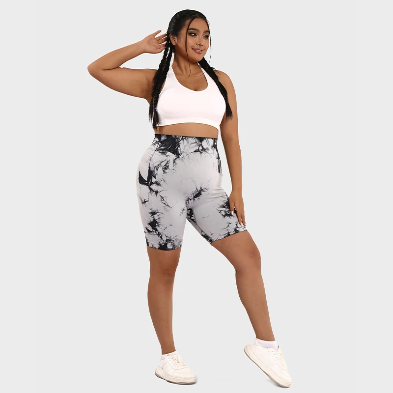 LUOYIYANG Tie Dye Seamless Plus Size Women's Shorts Push Up Gym Sports Fitness Woman 2023 High Waisted Yoga Clothing L-3XL