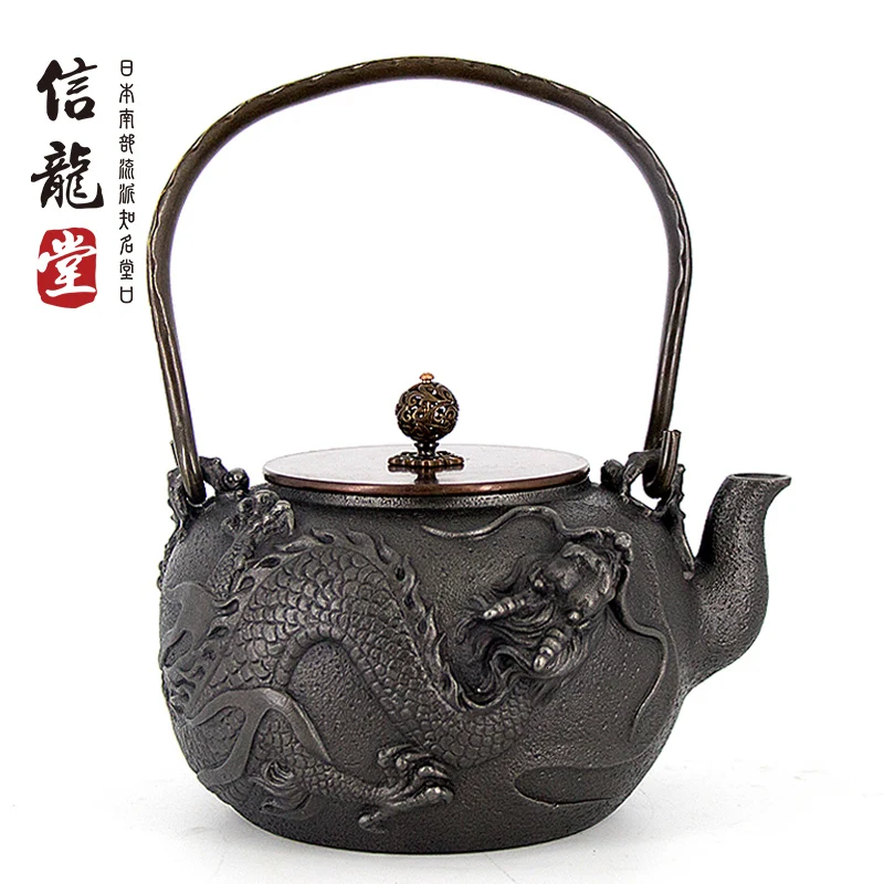 

Японский чугунный чайник ручной работы, чайник для кипячения без покрытия, японский Kansai, старое сырье, железный горшок кунг-фу, медный подъемный луч