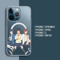 joshikousei no mudazukai anime phone case transparent magsafe magnetic magnet for iphone 13 12 11 pro max mini wireless charging