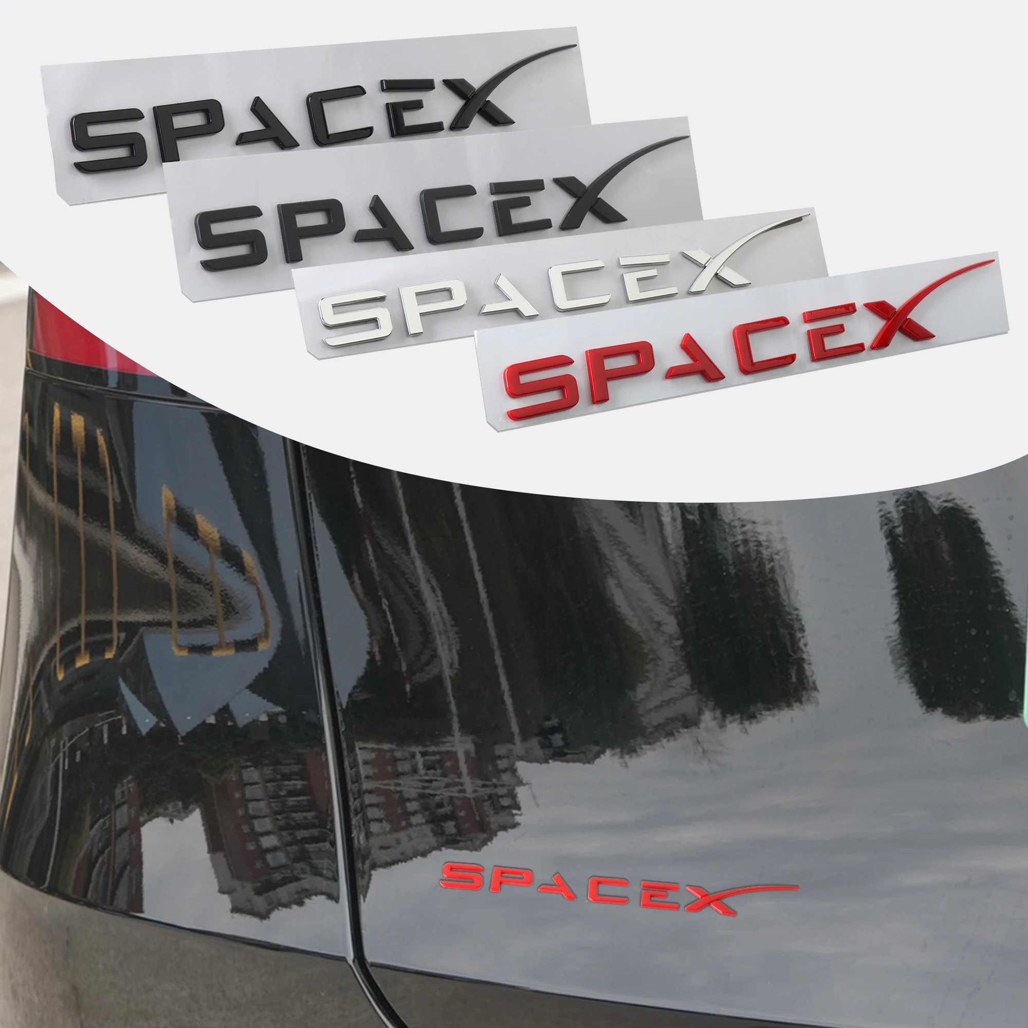 Фото 1 шт. SpaceX автомобильный алфавит логотип космическая наклейка на крыло боковая наклейка для Tesla Model 3 Y S X задняя эмблема значок багажник авто аксессуары №1