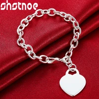 925 sterling silver heart pendant chain bracelet for women party engagement wedding fashion charm jewelry