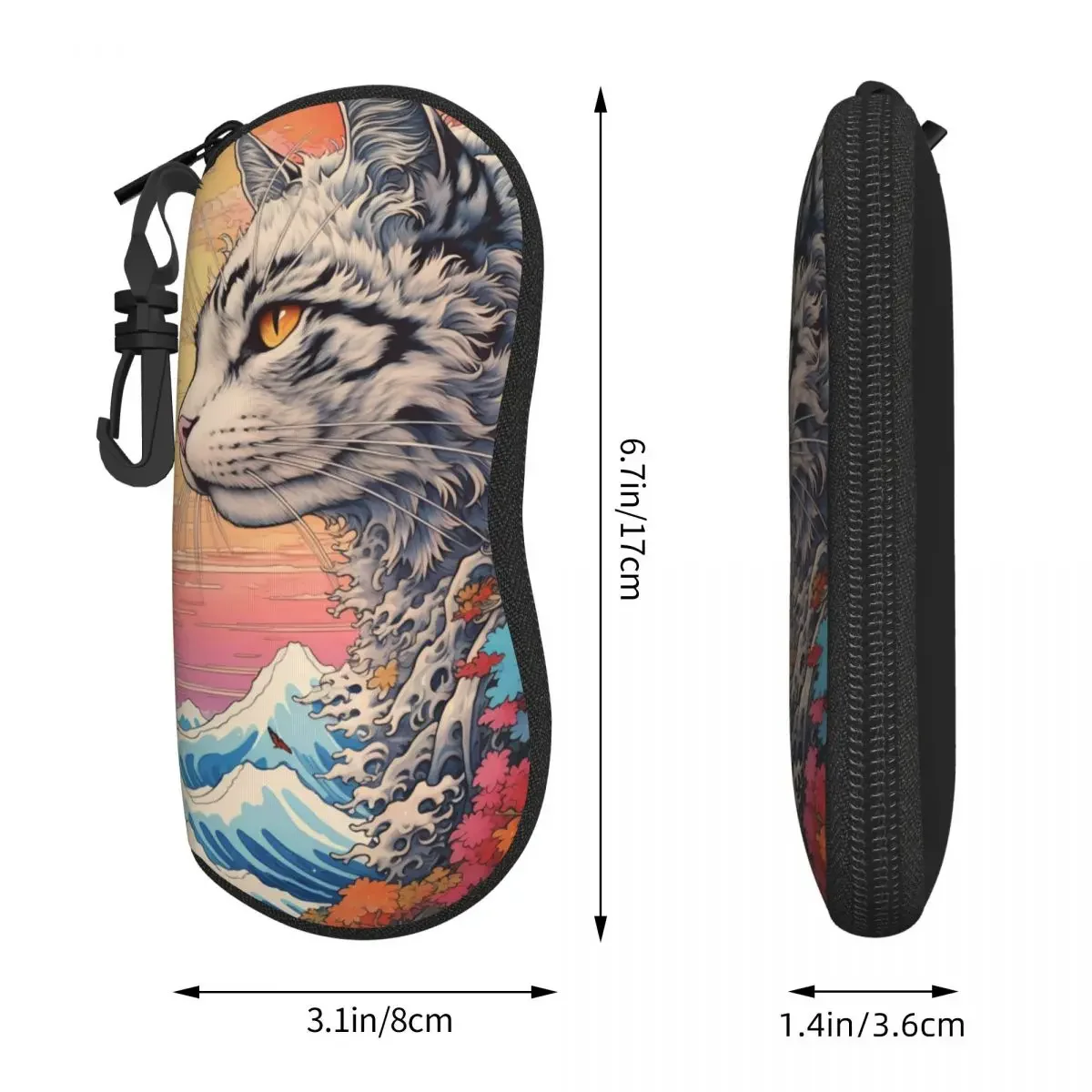 Чехол для очков с изображением летающего бульдога и кота мужской чехол