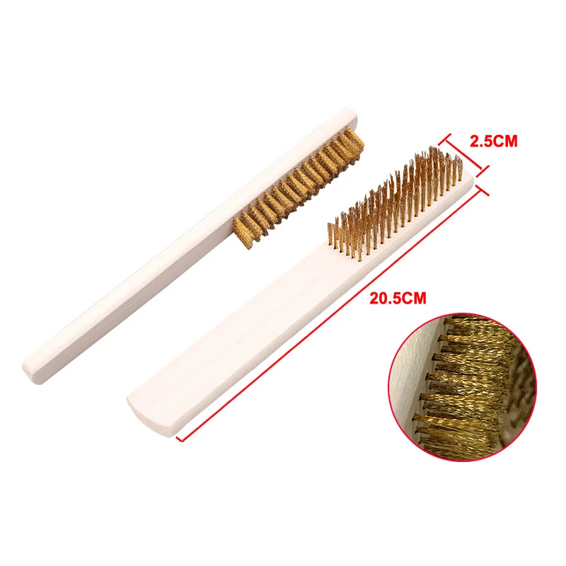 

Copper Brush Row Beech Wood Brass Handle Wire Brush Industrial Devices Surface