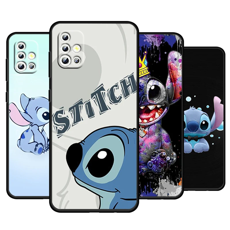

Disney Cartoon Stitch Phone Case For Samsung Galaxy A73 A52S A72 A71 A52 A51 A22 A12 A32 A21S 4G 5G Soft Black Cover Coque Capa