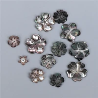 8 12mm natural black shell beads carved flower mother of pearl shell loose bead for jewelry making earring diy hairpin accessory