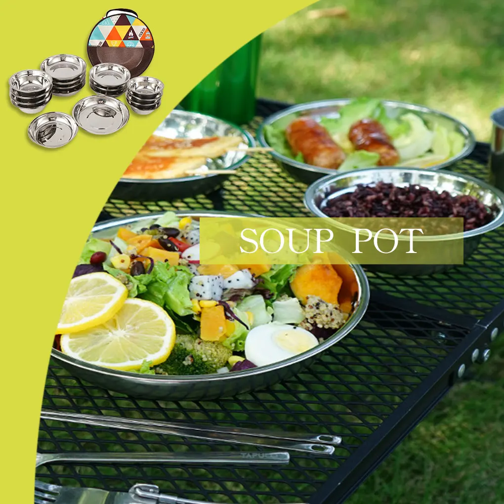 

17 Pieces Dinner Plate Salad Bowl Kitchen Utensils Camping Supplies