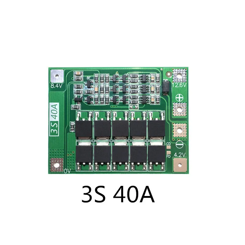

Brand New 3 Series 11.1V 12.6V 18650 Lithium Battery Protection Board Can Start Electric Drill 40A Current