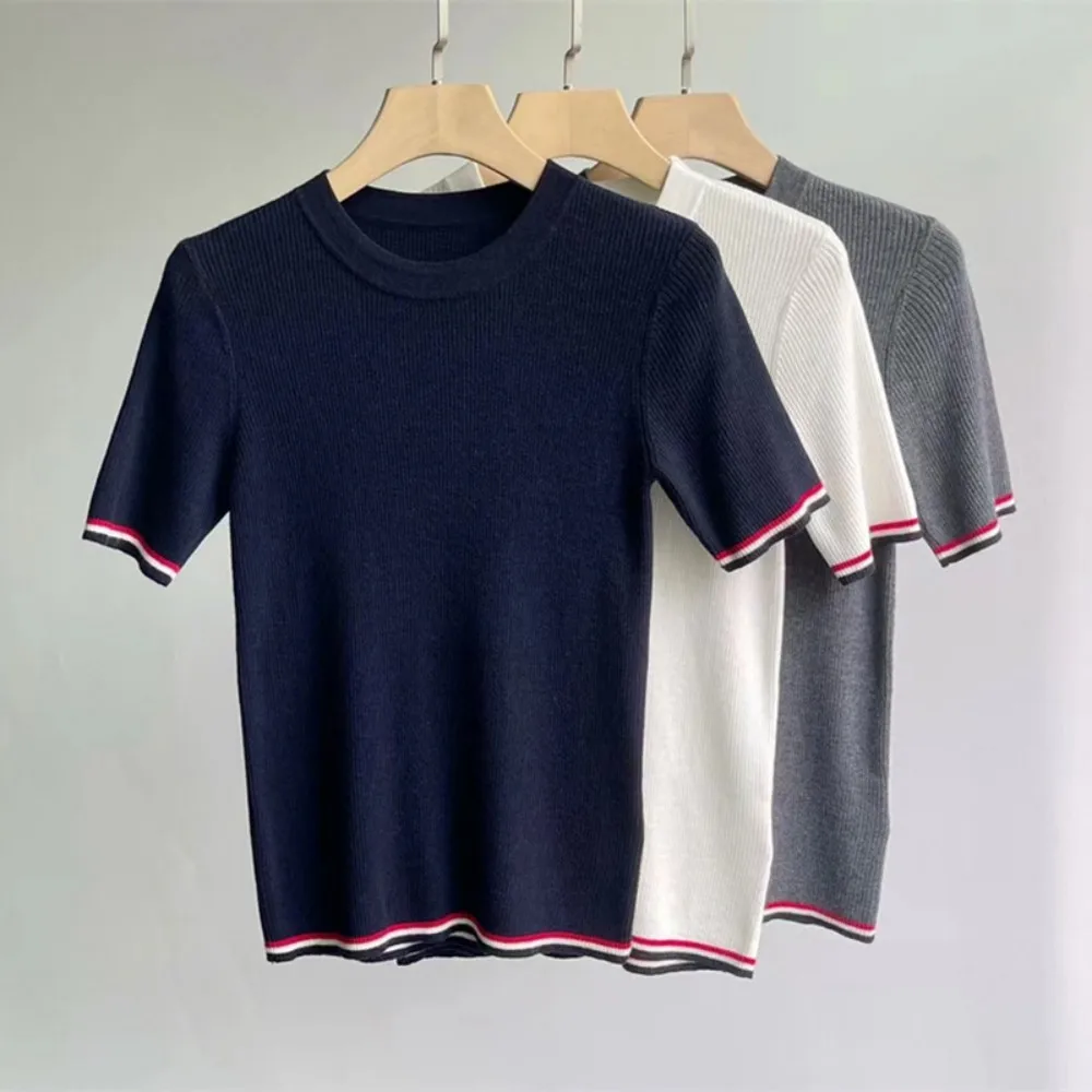 

Весна 2023 шикарная Женская Высококачественная элегантная вязаная футболка Sumer C829